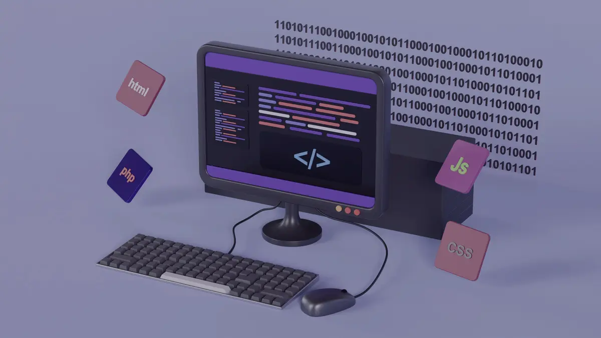 Un poste de travail affichant du code, langages du web